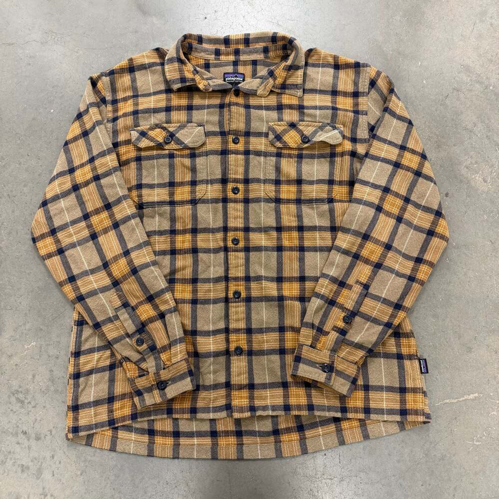 Patagonia Organic Cotton Flannel Shirt Brown Tan Plaid